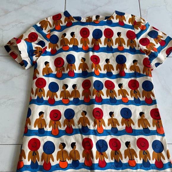 Stunning thick cotton arty shift dress with vibrant print. Size small - Picture 2 of 9